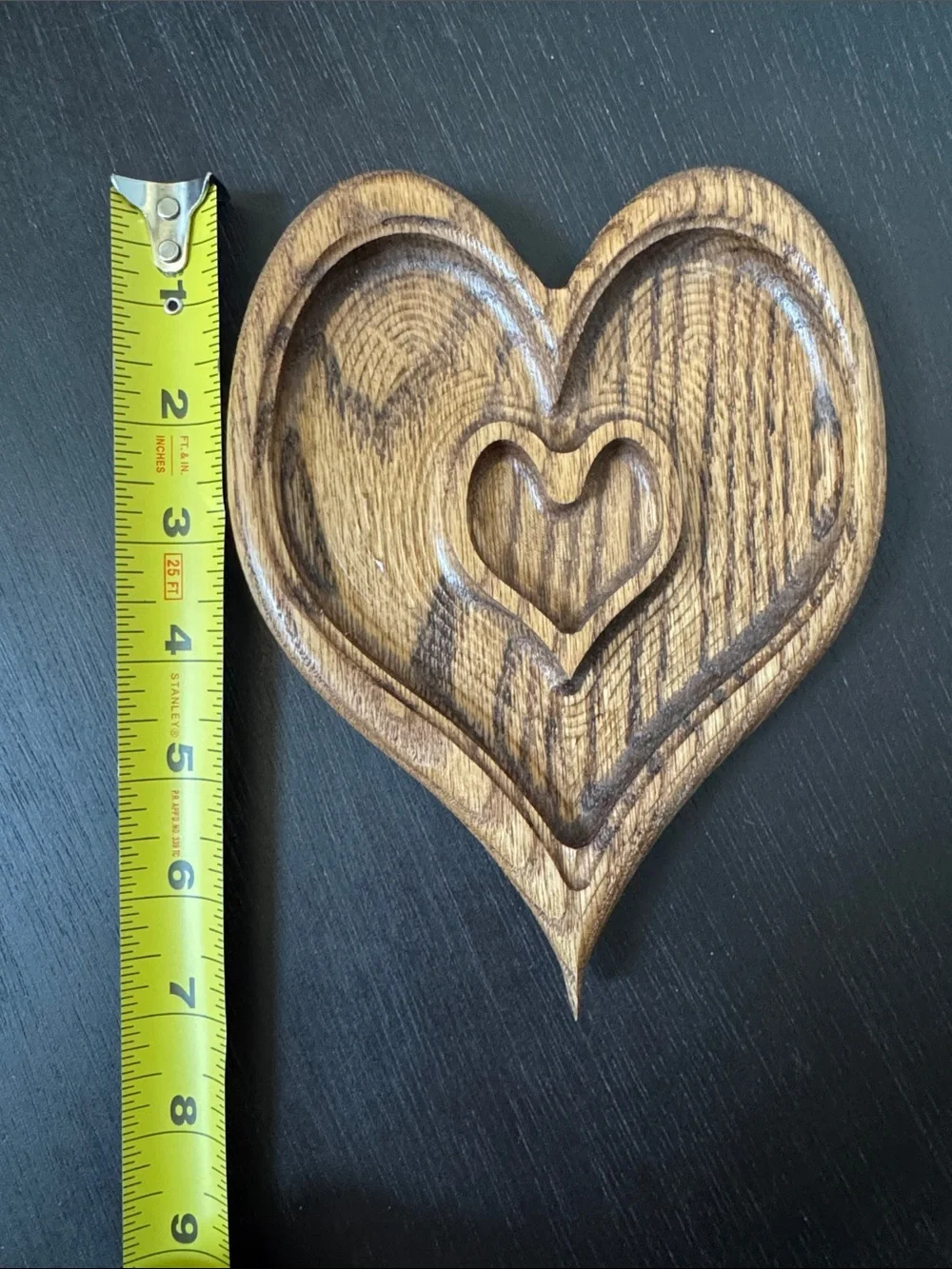Hand-Carved Wooden Heart Trinket Dish - Walnut